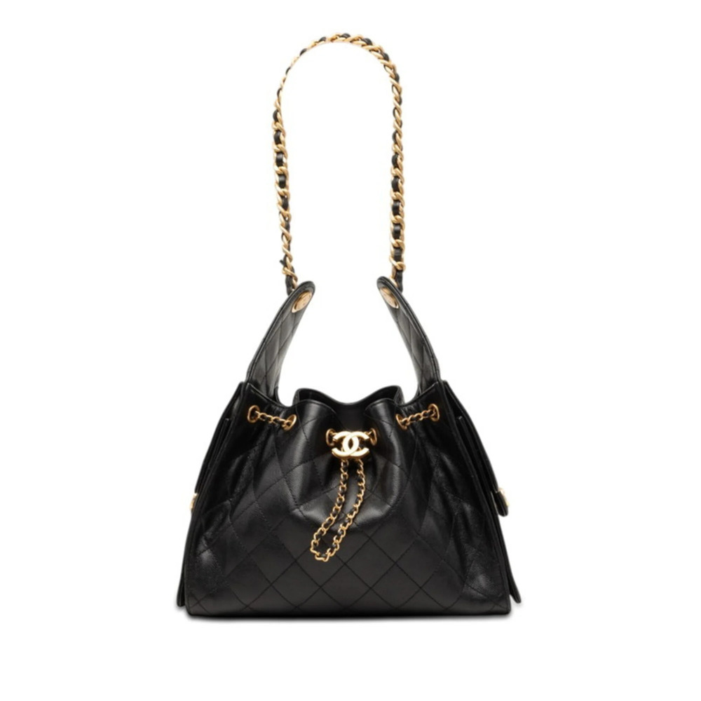 Chanel 25 Small Handbag Chain Shoulder AS5293 Black Caviar Skin Women's CHANEL
